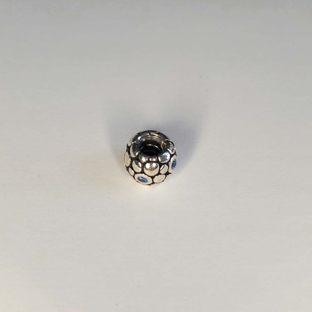 Authentic Pandora Charm, Circles/Bubbles w/ Blue Stones - Sterling Silver, Used